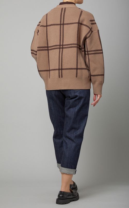 ワイドチェックVネックカーディガン