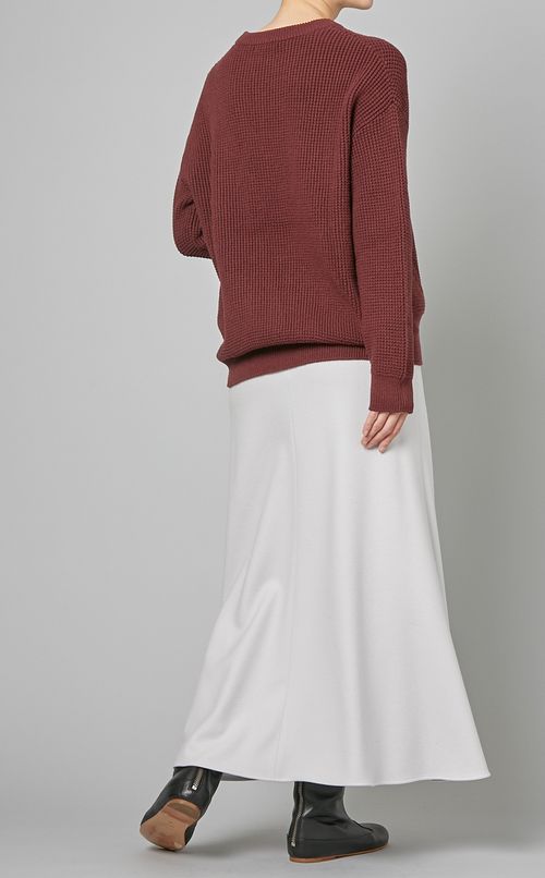 クルーネックワッフルニットプルオーバー