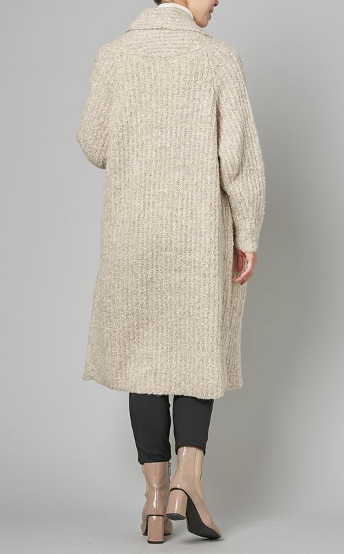 ワイドリブロングニッ卜カーディガン