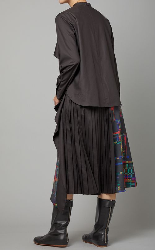 プリントプリーツブラウス