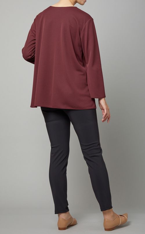 Vネックベルスリーブトップス