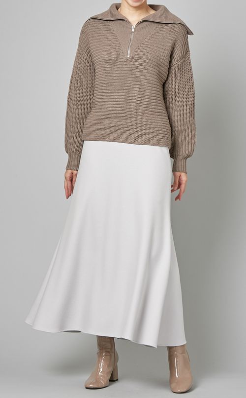 ハーフジップリブプルオーバーニット