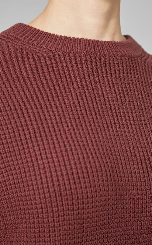 クルーネックワッフルニットプルオーバー