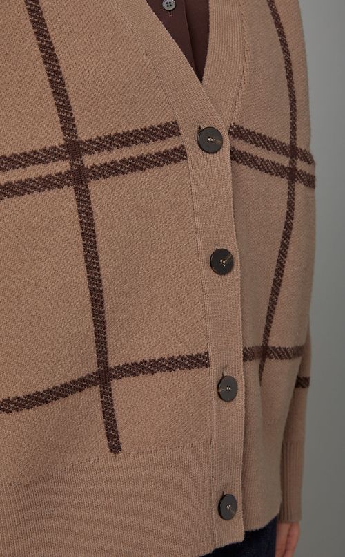 ワイドチェックVネックカーディガン