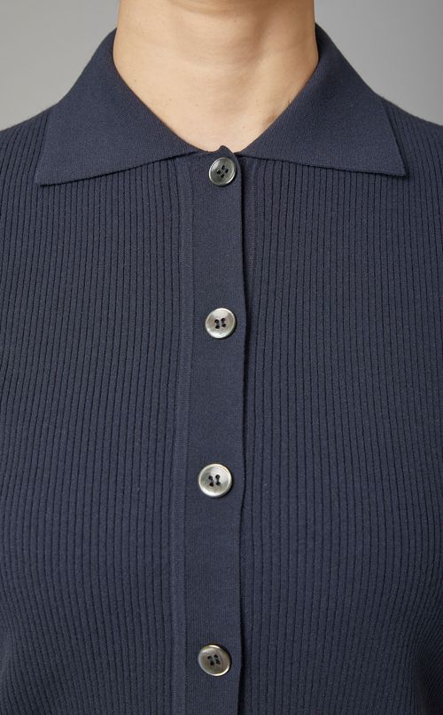 リブニットポロカーディガントップス