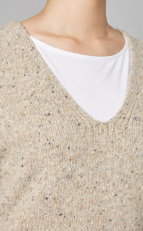 ウールネップVネックプルオーバーニット
