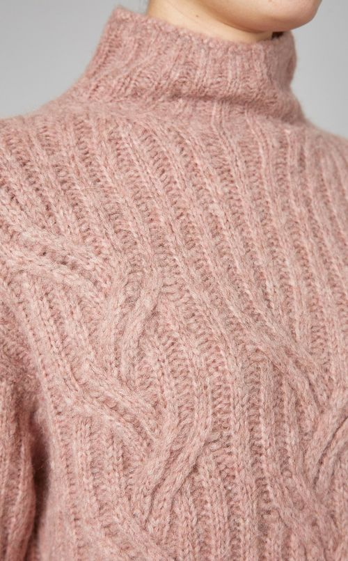 ウールケーブルハイネックニット