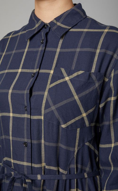 チェックフレアシャツワンピース