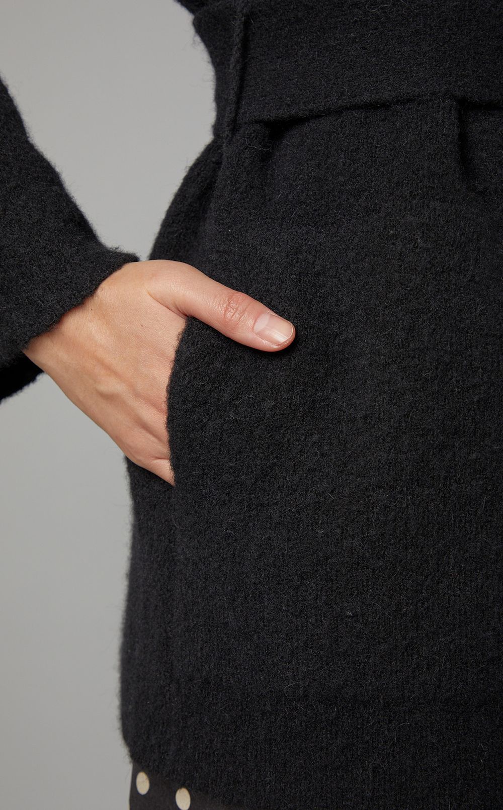 ウールノーカラーニットカーディガン