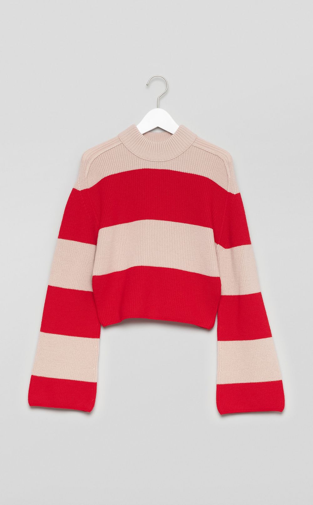 ウールワイドボーダークルーネックニット