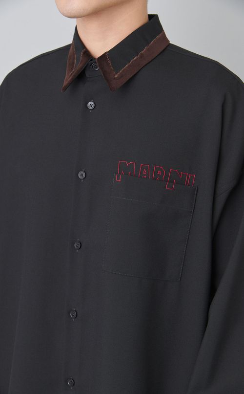 トロピカルウールパターンカラーシャツ