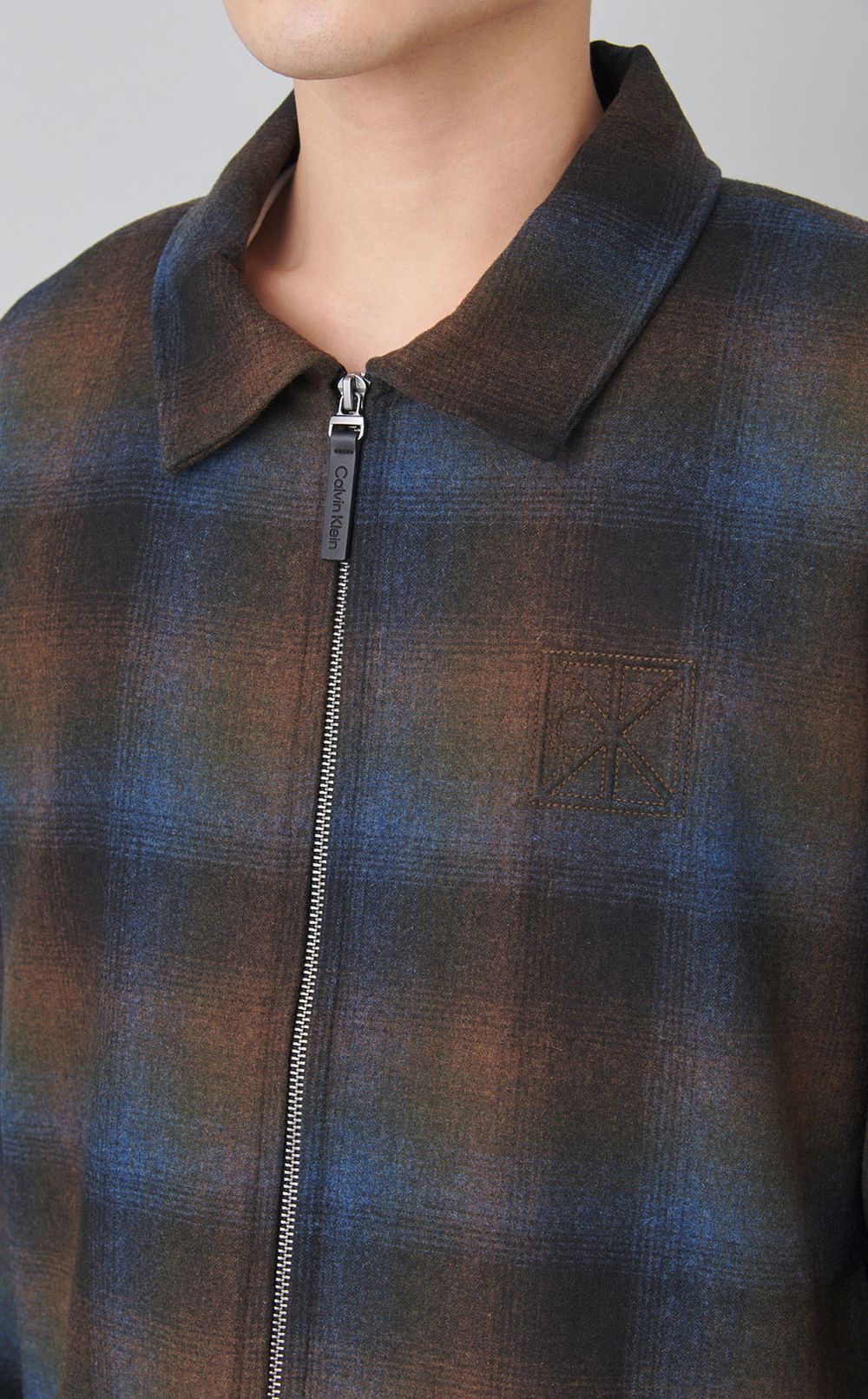 チェックフランネルジップアップブルゾン