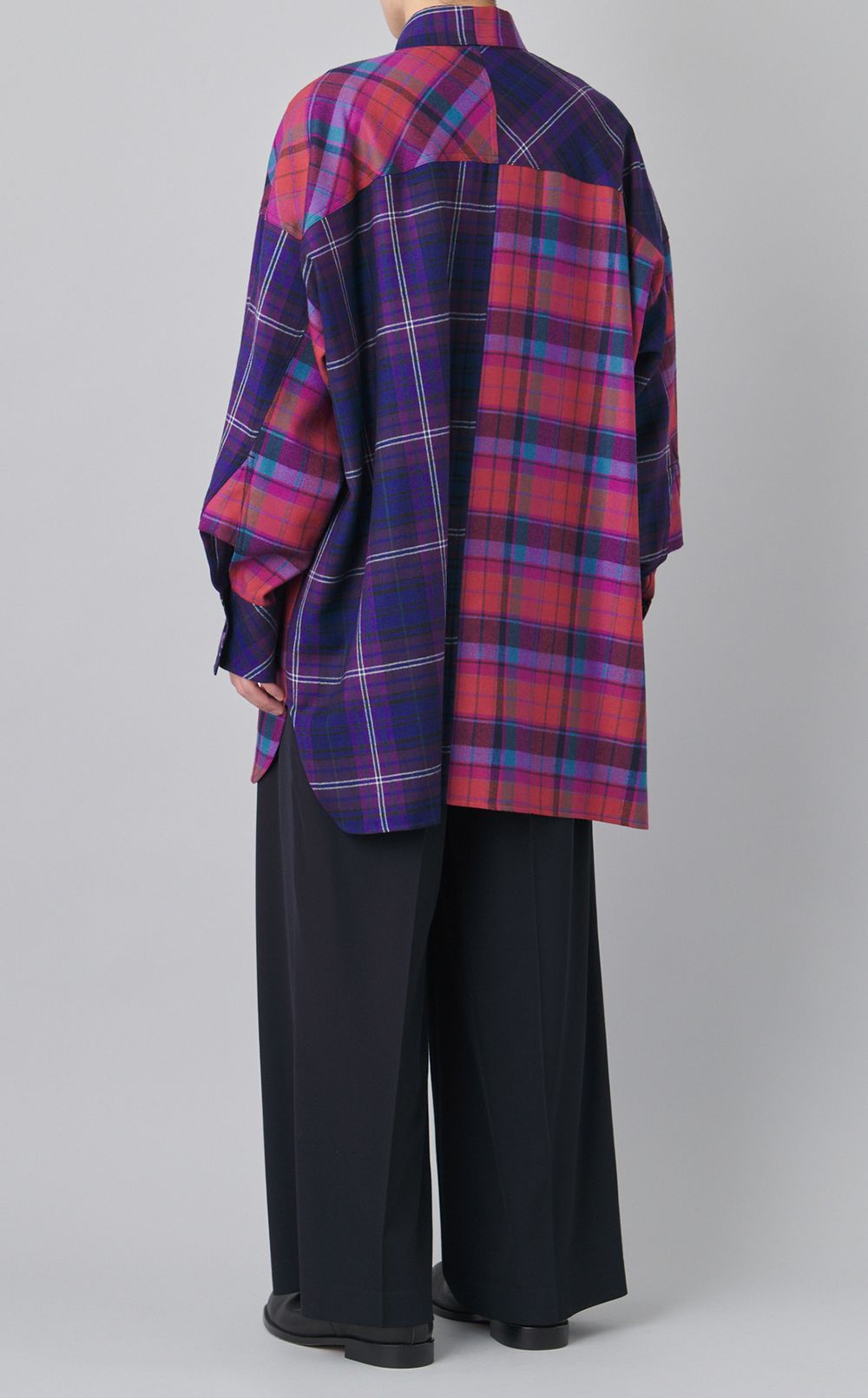 バイカラーチェックシャツ