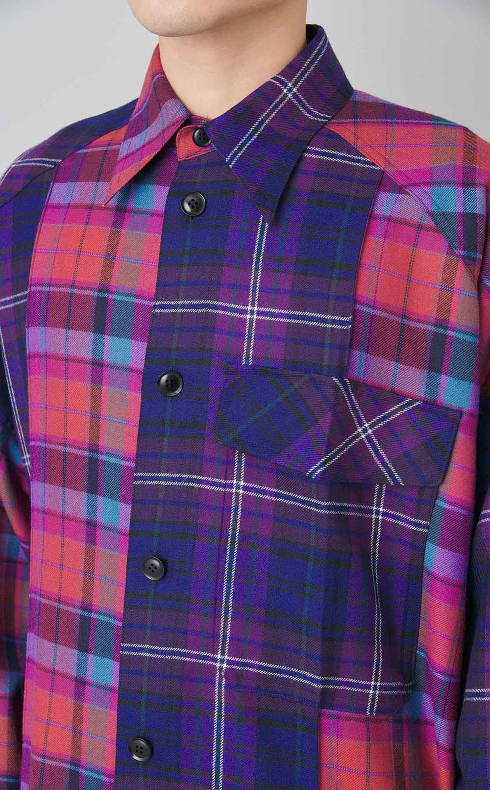 バイカラーチェックシャツ