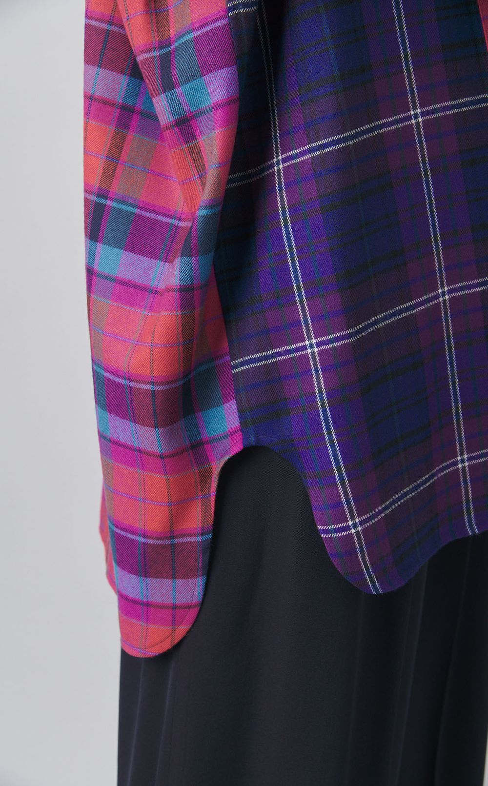 バイカラーチェックシャツ