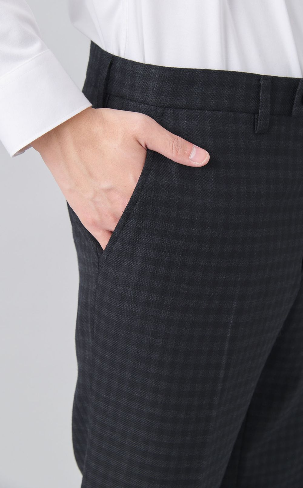 マイクロチェックウールパンツ