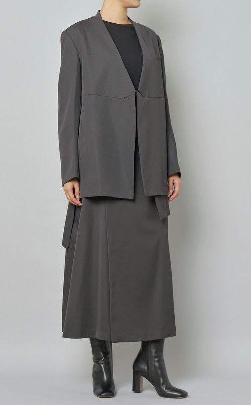 ウール混ノーカラージャケット