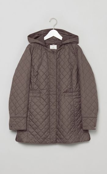 キルティングミディアムフーディコート