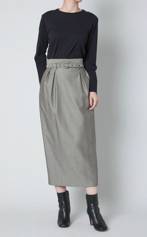 ベルト付ヘリンボーンIラインスカート