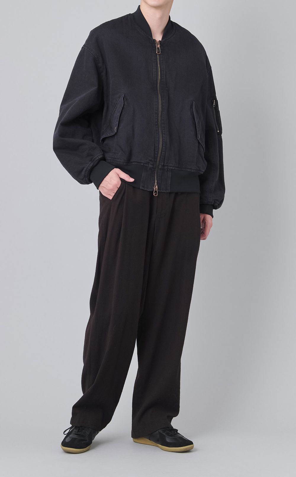 ウォッシュドウールシルクドロストパンツ