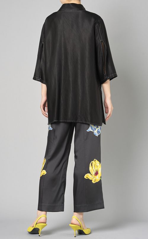 ボウタイロングブラウス