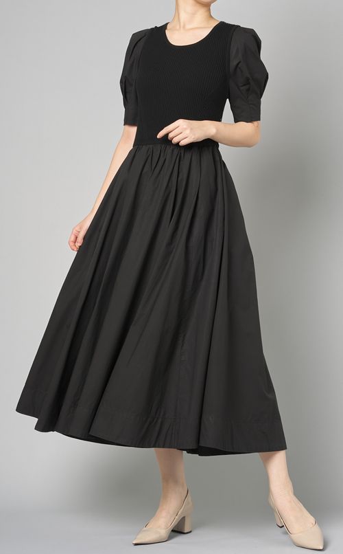 ニットコンビフレアワンピース