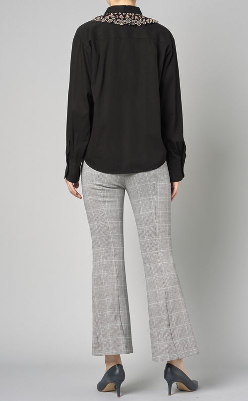 刺繍カラーコットンシャツ