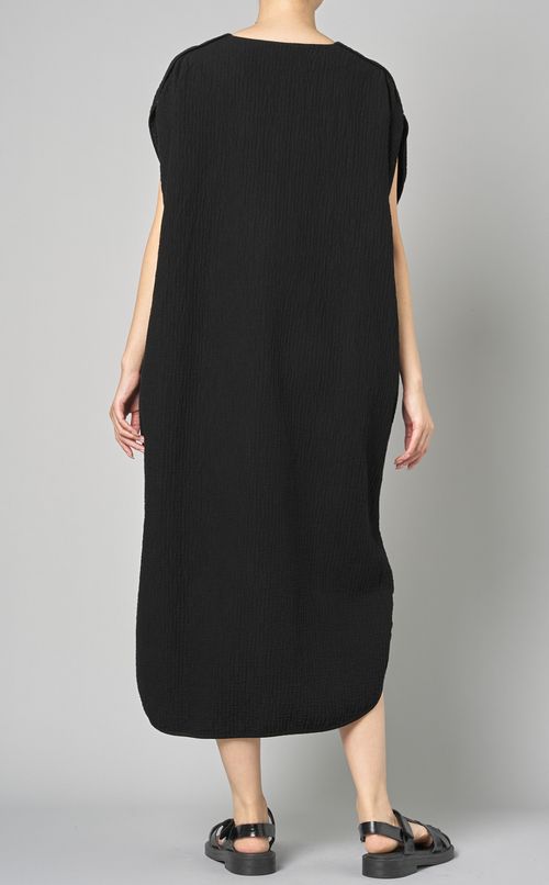 コットンキーネックロングワンピース