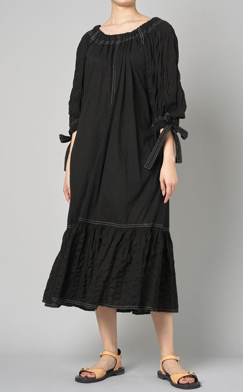 コットンシフォンギャザーワンピース