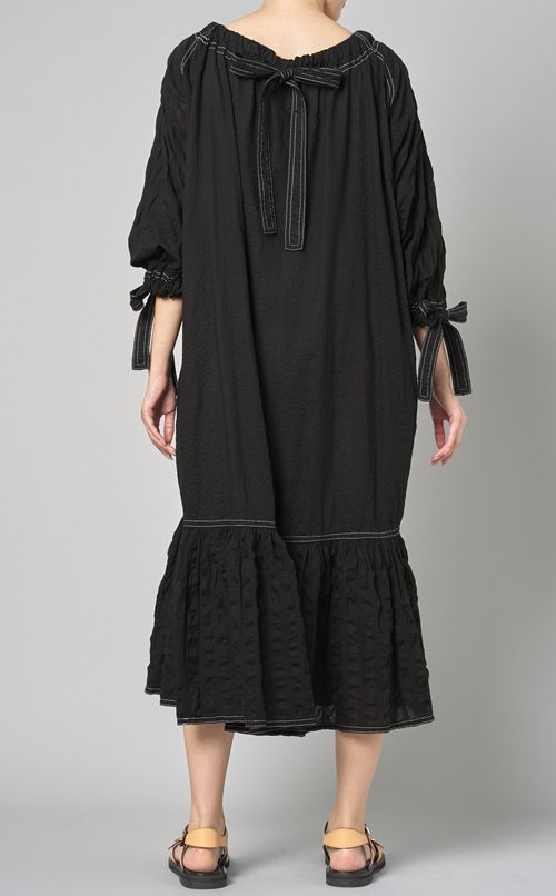 コットンシフォンギャザーワンピース