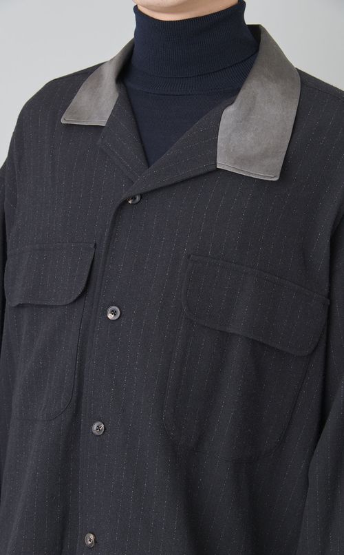 ウールシルクアシンメトリーカラーシャツ