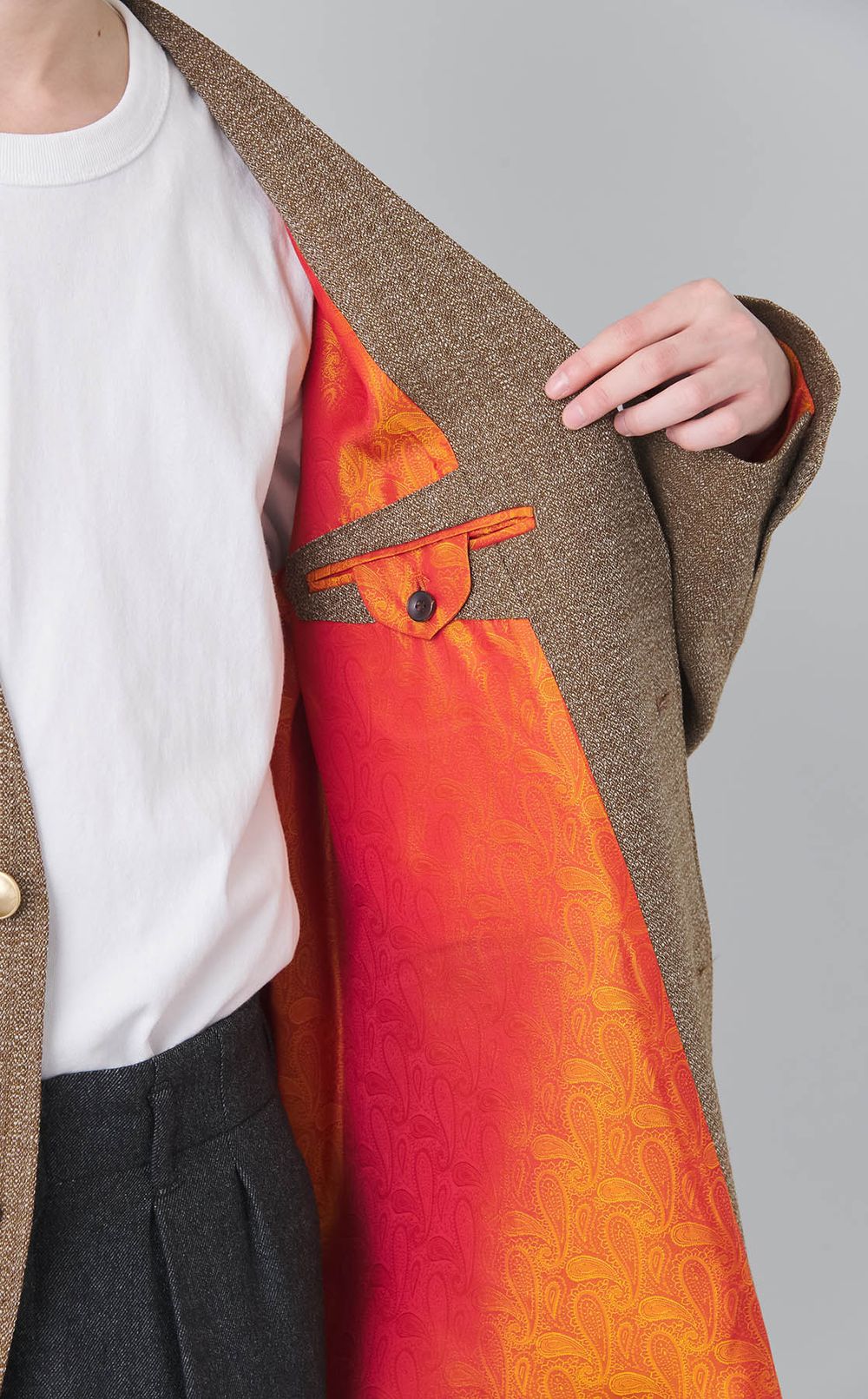 レトロウールノーカラージャケット