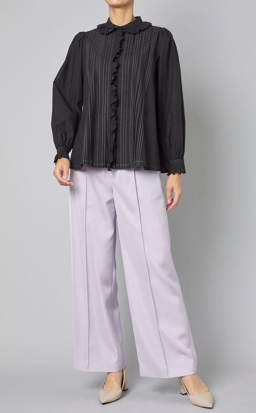 フリルカラータックブラウス