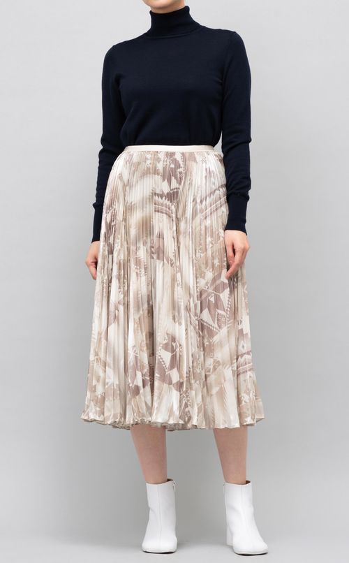 プリントプリーツミディスカート