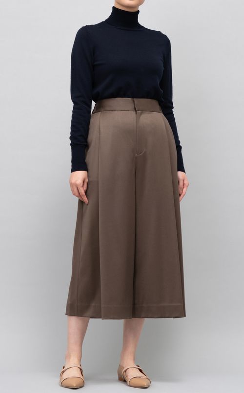 ウール混クロップドワイドパンツ