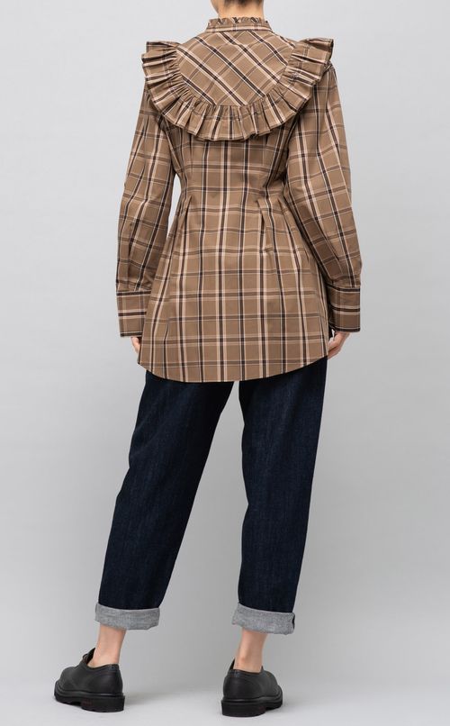 フリルヨークチェックブラウス