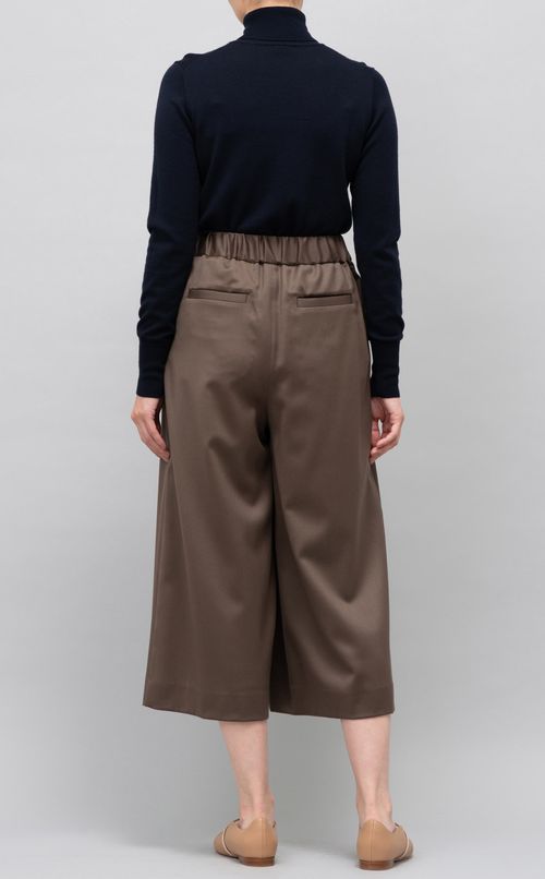 ウール混クロップドワイドパンツ