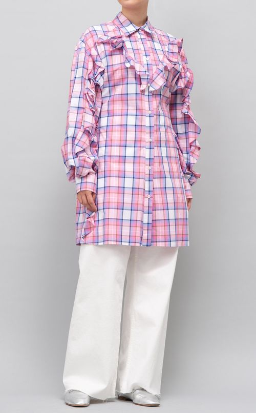 フリルデザインロングシャツ