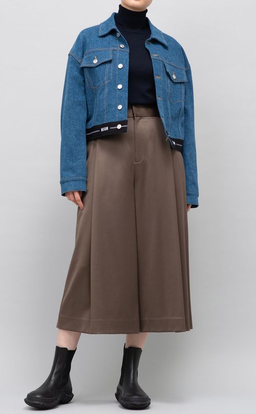 ウール混クロップドワイドパンツ