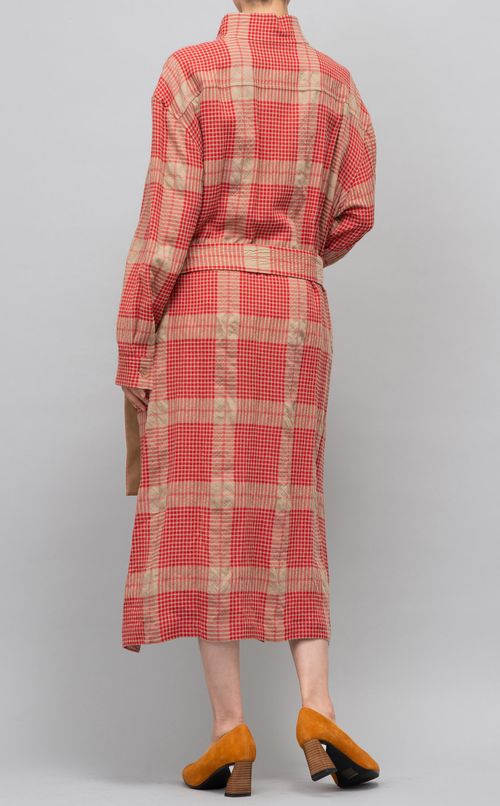 ウール混チェックシャツワンピース