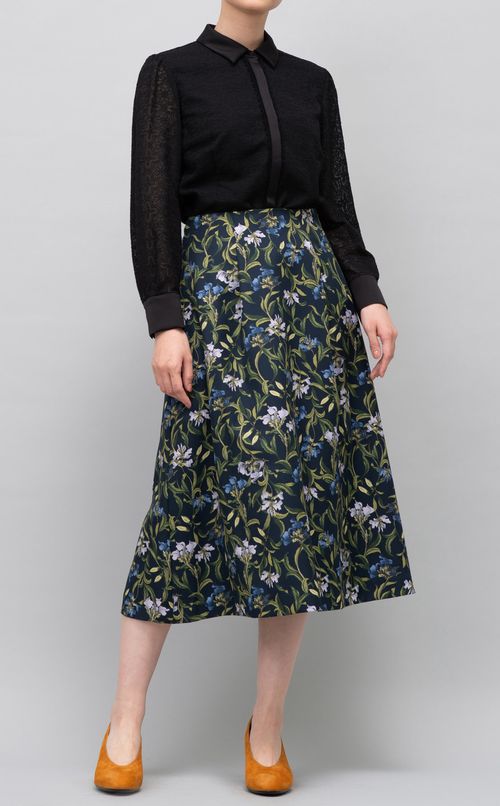 フラワープリントイージースカート