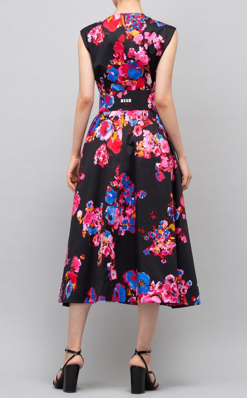 ベルト付フラワープリントワンピース