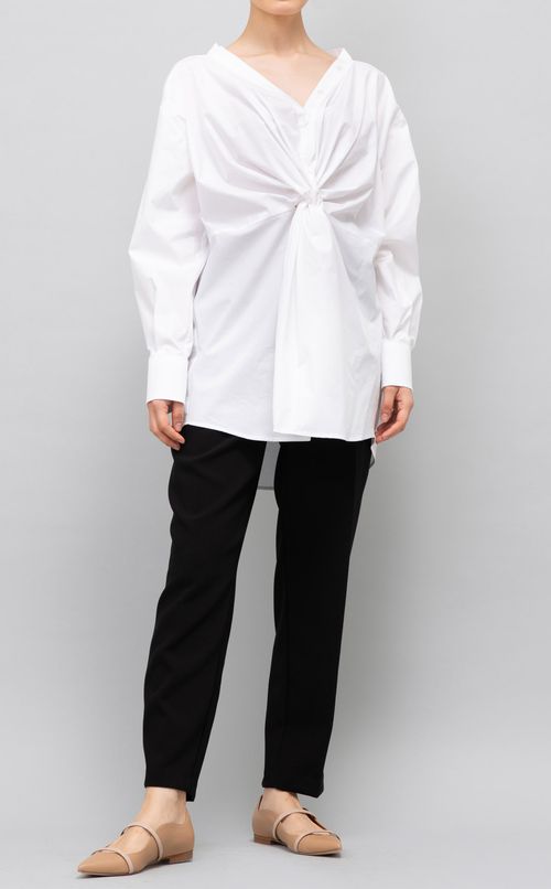 コットンロングシャツブラウス