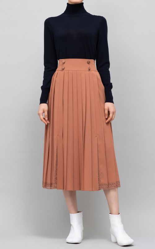 レースヘムラインプリーツスカート