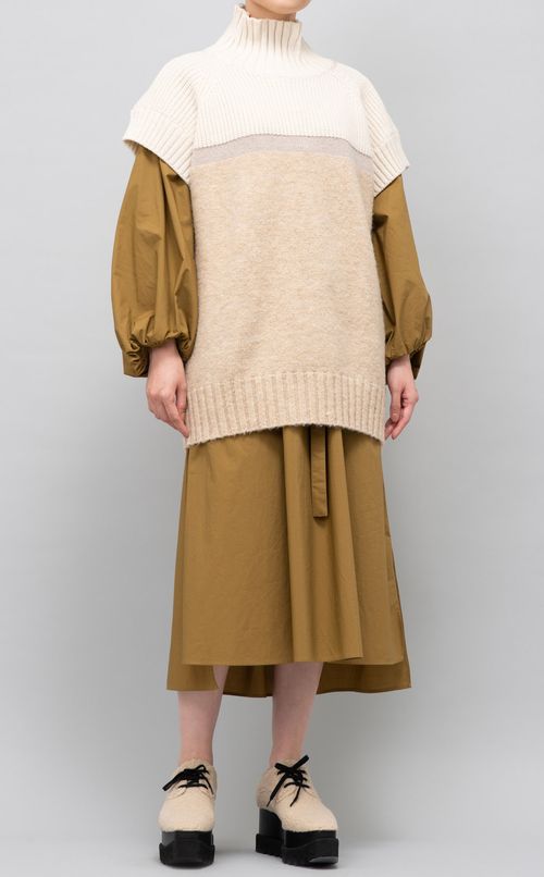 スタンドカラーコットンミリタリードレス