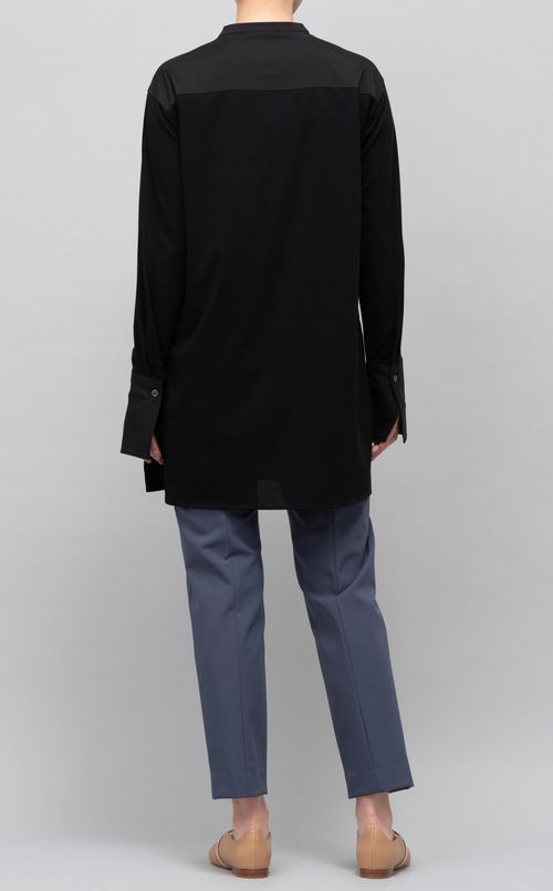 ヨーク切替コットン混ブラウス