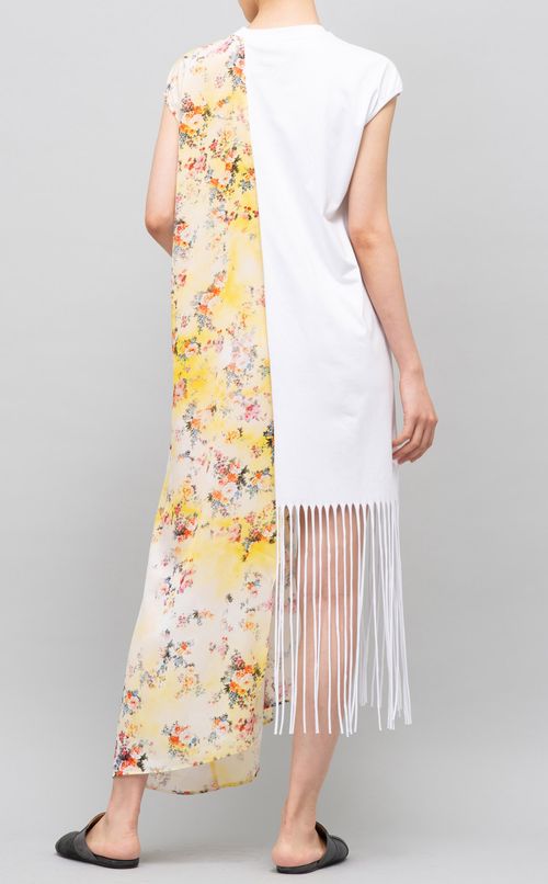 プリント切替アシンメトリーワンピース