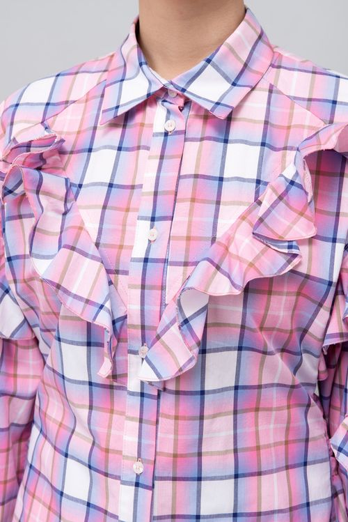 フリルデザインロングシャツ