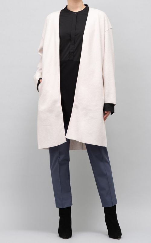 ヨーク切替コットン混ブラウス