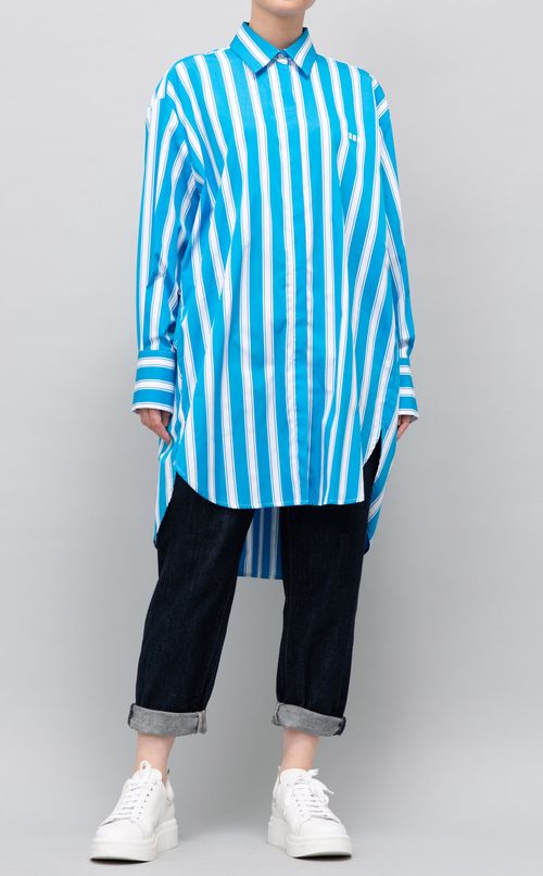 ワイドストライプロングシャツ